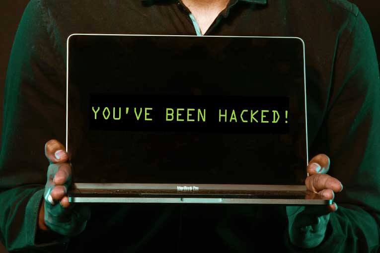 Laptop with You've Been Hacked Message Laptop with You've Been Hacked Message